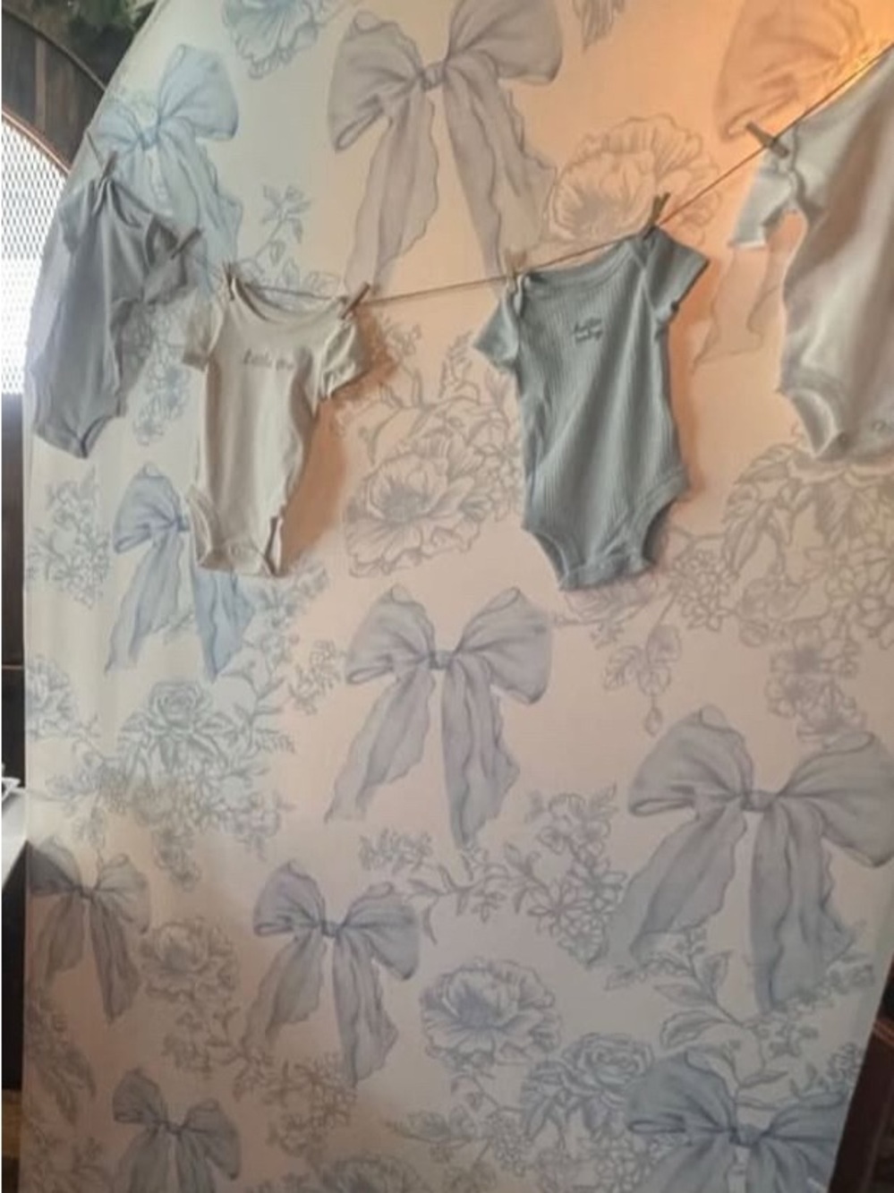 Amazon Baby Onesie Garland in Light Blue and Cream